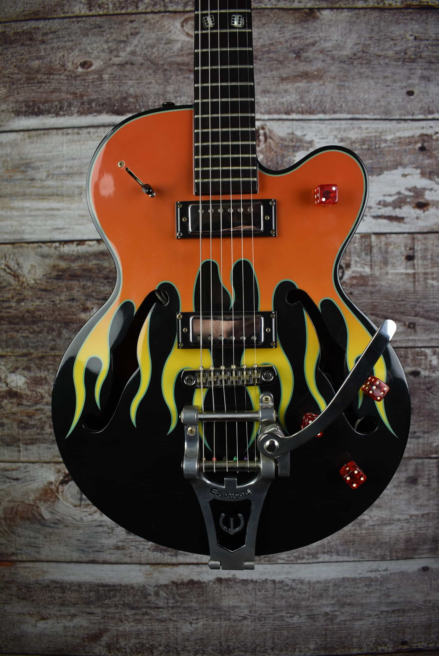1999 Epiphone Flame Kat Orange Flames - The Loft at Lay's Guitar Shop