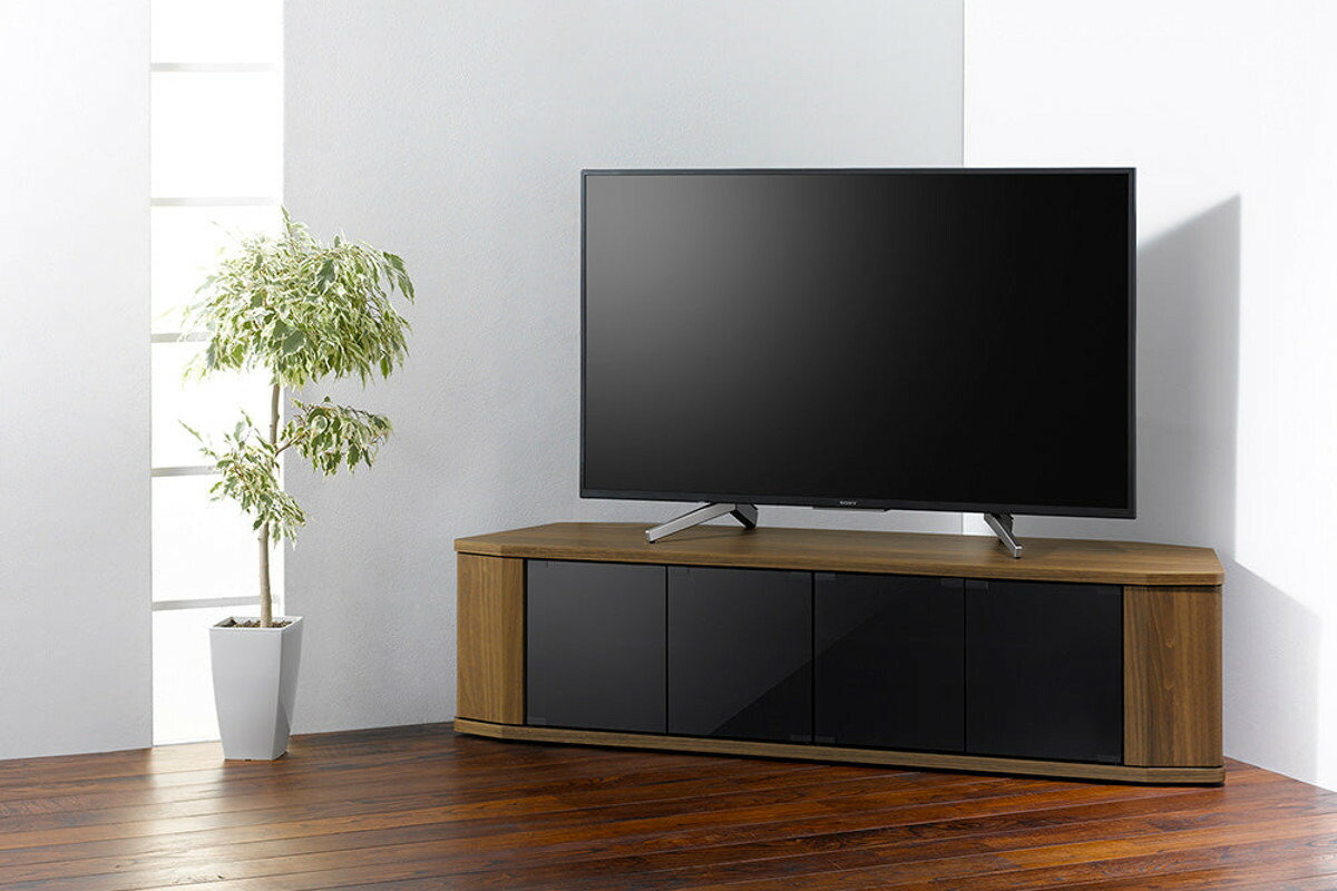 楽天市場】テレビ台 コーナー型 ワイド 木目調 スモークガラス 約幅