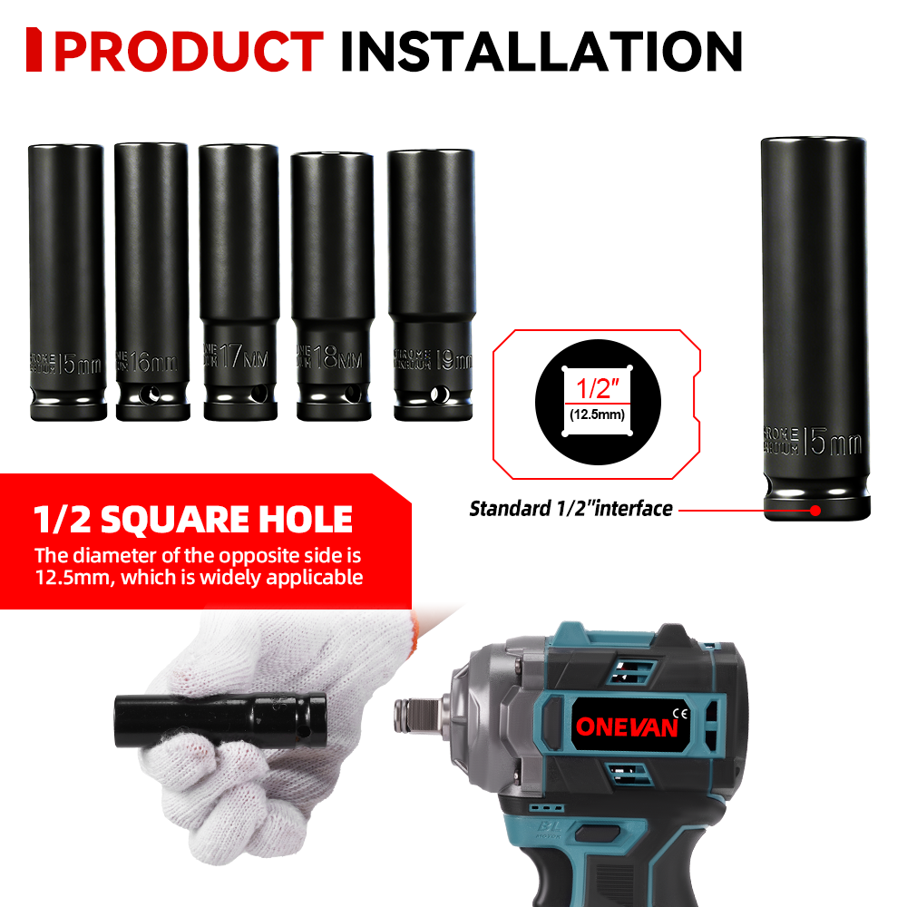ONEVAN 500N.M Brushless Electric Impact Wrench 3in1 Cordless 1