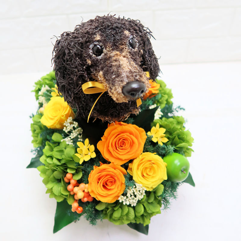 ペットの一周忌に愛犬のオーダーメイドトピアリープリザーブドフラワー
