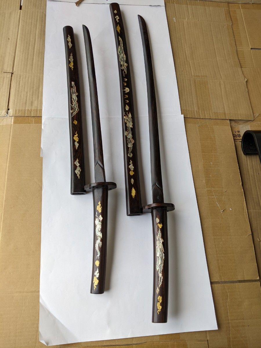 美術工芸品 螺鈿入り模造刀 居合刀 黒檀大小刀 高級品｜Yahoo!フリマ