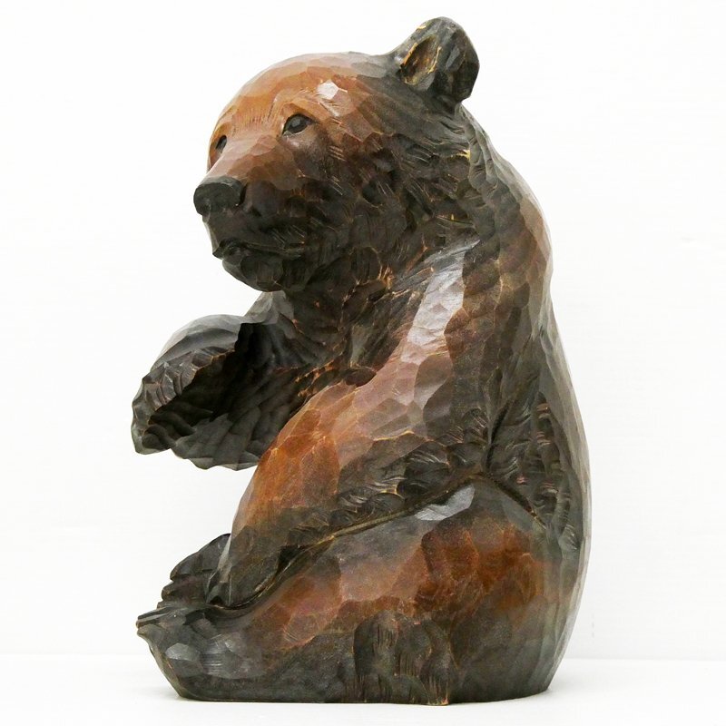 Yahoo!オークション - ♯ 上山勇次 作 北海道旭川 木彫 表情熊 在銘 高