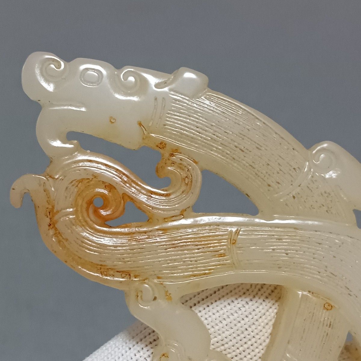 希少 古白玉 遊糸毛彫 双龍交尾紋 玉 玉佩 根付 美品｜Yahoo!フリマ