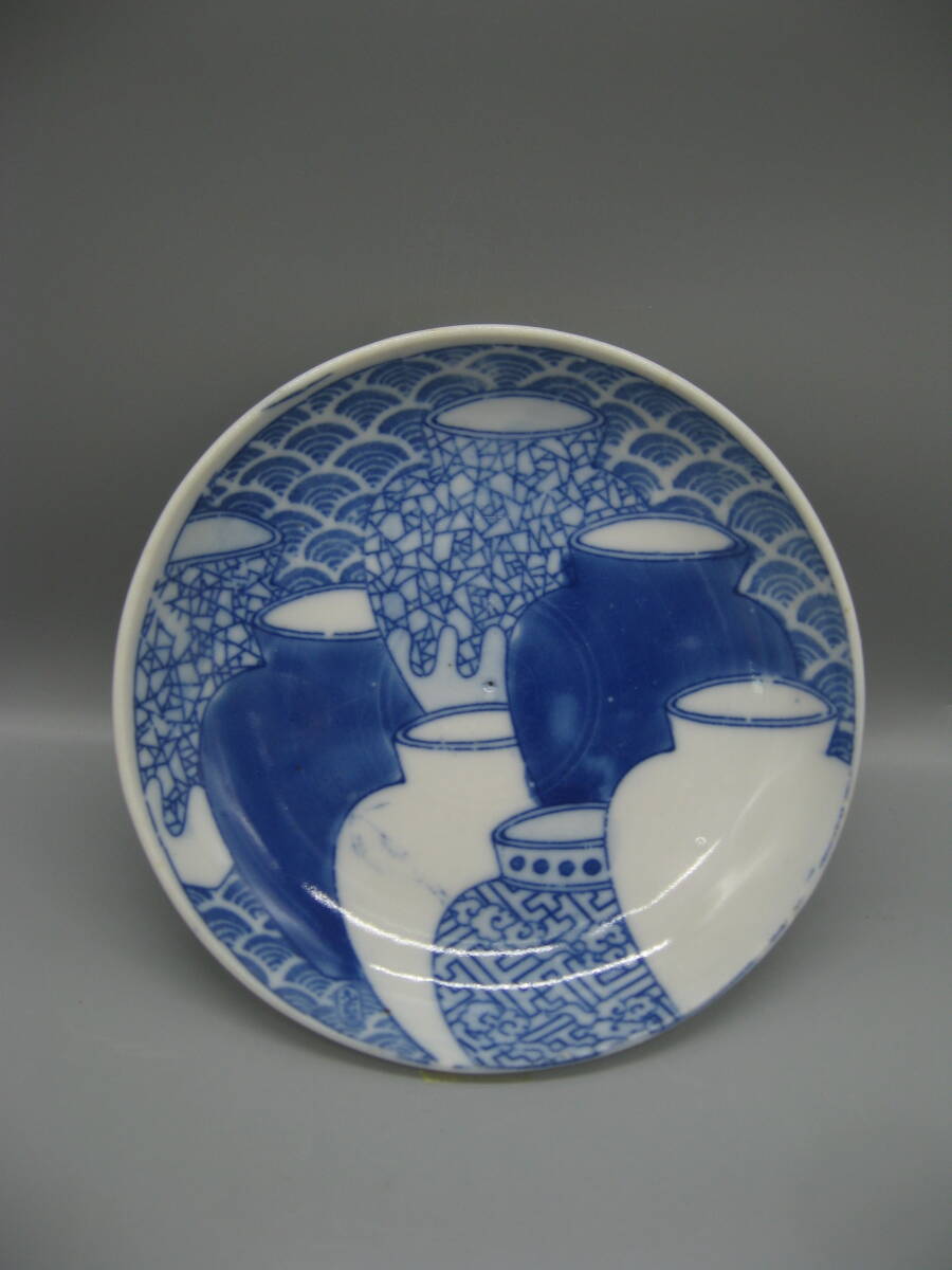 Yahoo!オークション - 鍋島様式 古伊万里 染付 七壺文 五寸皿