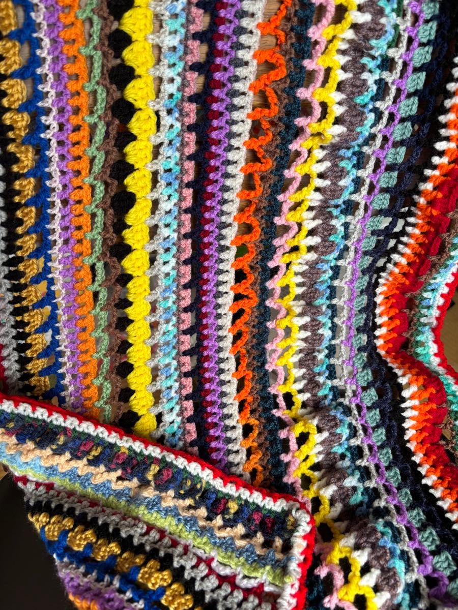 手編み かぎ針編み ブランケット マルチカバー モチーフ編み カラフル