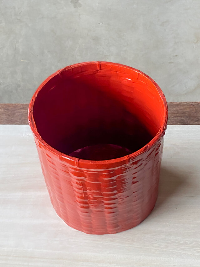 竹細工 まるい塗り籠 朱 | iichi 日々の暮らしを心地よくする
