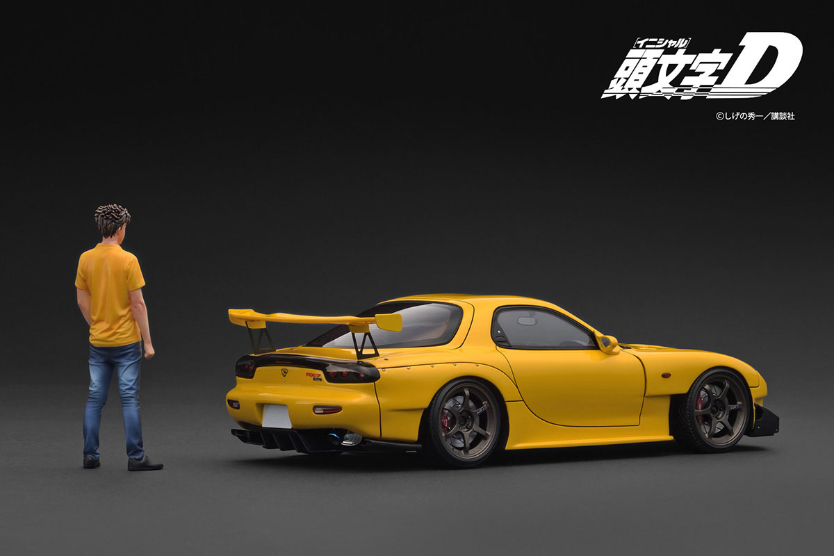 IG3800 1/18 INITIAL D Mazda RX-7 (FD3S) Yellow With Mr. Keisuke