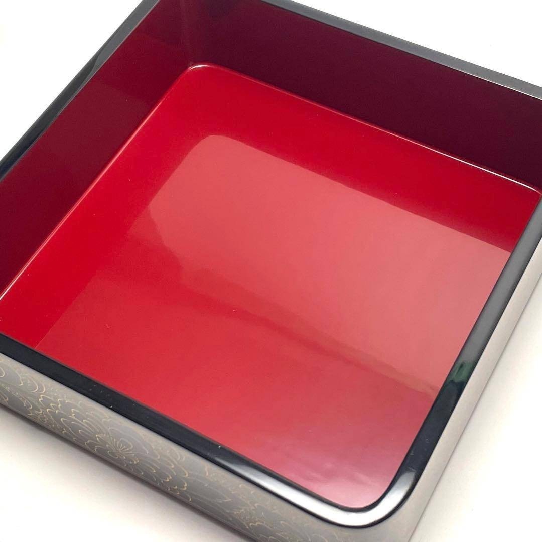 輪島塗り 玉峰作 三重箱 漆器のアソベ 蒔絵 金彩 牡丹唐草 漆器 重箱