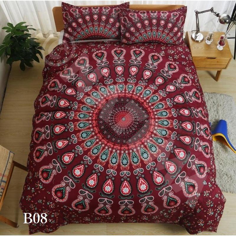 セミダブル ダブルサイズ3点セット ボヘミアン 柄 布団カバー 枕カバー