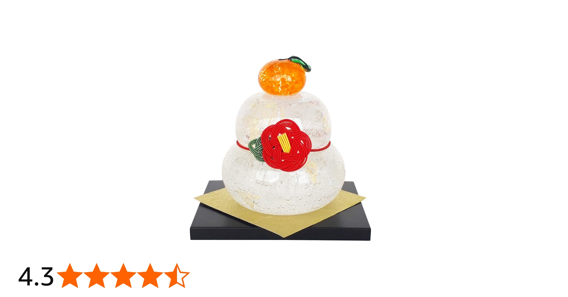 Amazon.co.jp: 工房 CRAFTHOUSE ガラス製 鏡餅 泡金（大） 敷板・椿