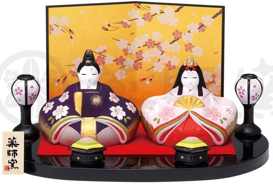 Amazon | 雛人形 コンパクト 陶器 小さい 可愛い ひな人形/錦彩風雅桜