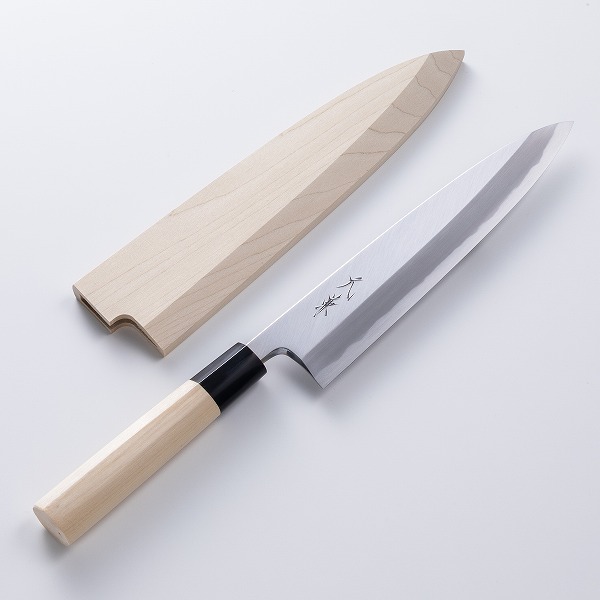 楽天市場】堺元兼 鎌型薄刃包丁 片刃 180mm 白紙2号 刃金つけ 水牛柄