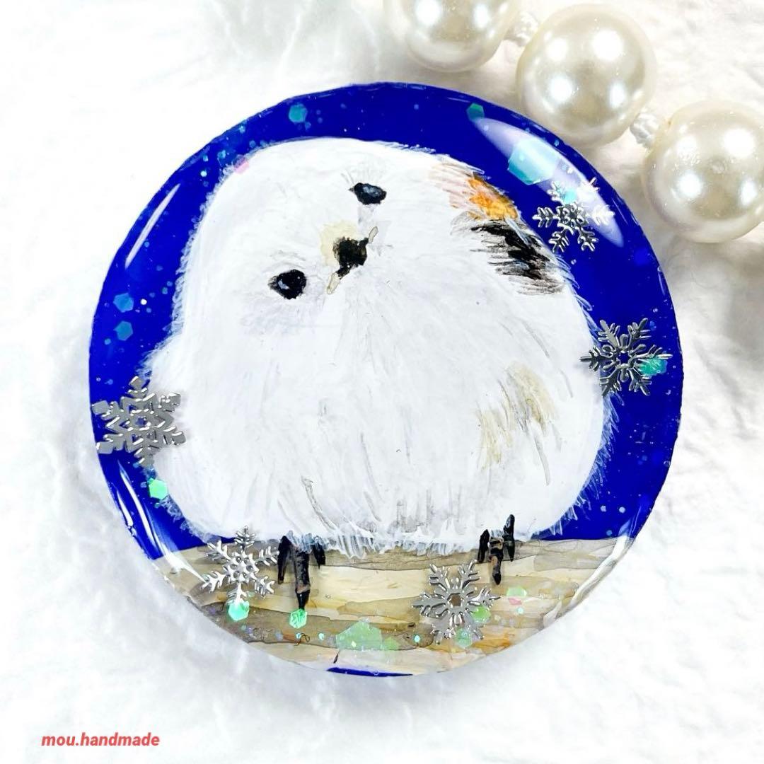 シマエナガちゃん(手描き) レジンヘアゴム　ブローチ　ポニーフック　ペンダント 名入れ可】全19種類！ぽってり小鳥ちゃん キーホルダー/ヘアゴム