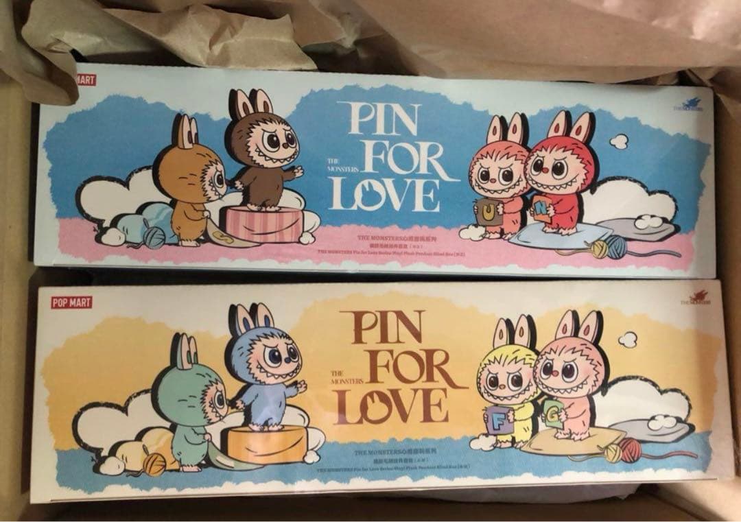 ポップマート ザ モンスターズ ピン フォー ラブ シリーズ ぬいぐるみ ラブブ pin for love シリーズ [黄] ぬいぐるみ イニシャル ポップ