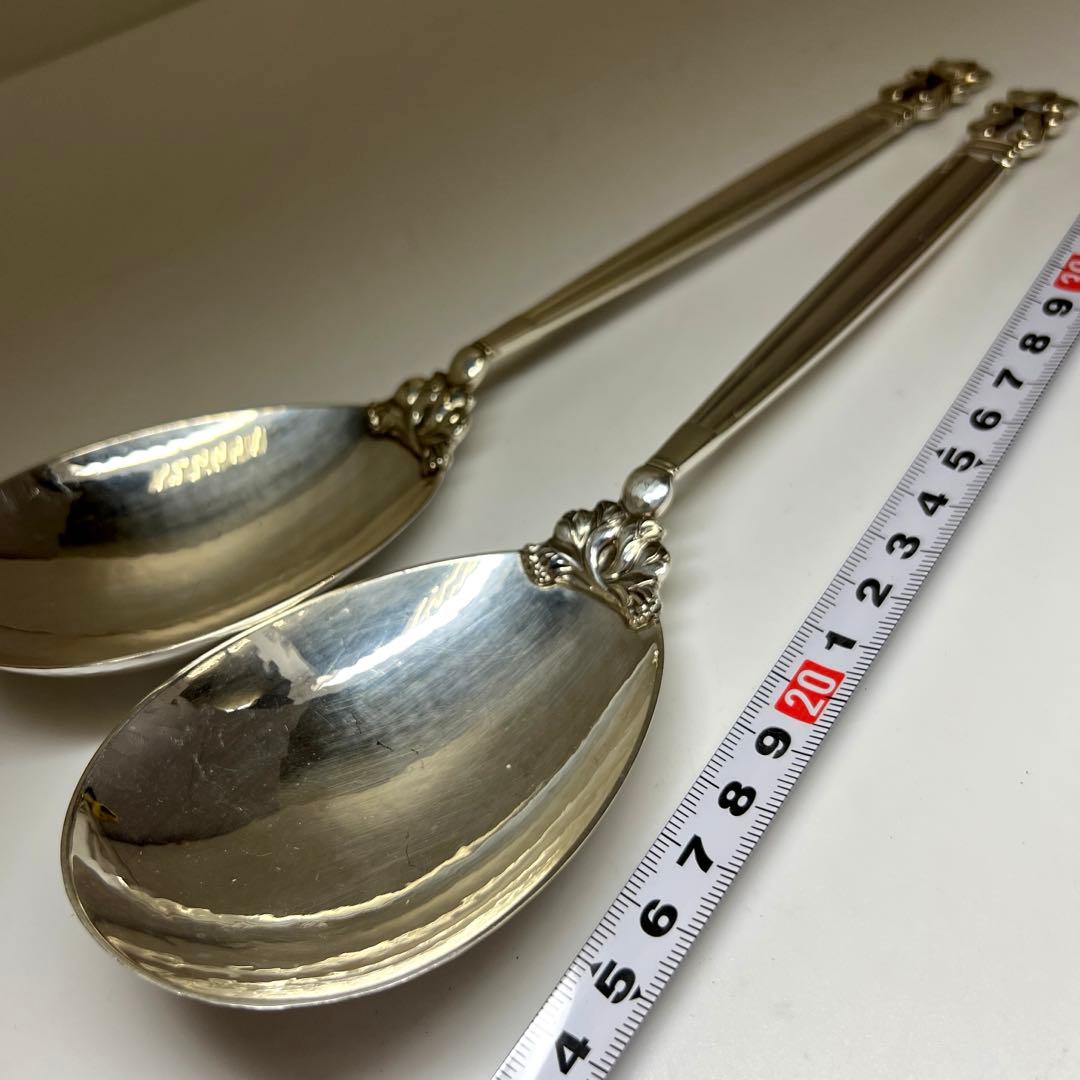 ジョージジェンセン　特大サービングスプーン2本228g東Y7-0917⭐︎2F ジョージ・ジェンセン「サービングスプーン＆フォーク 二本セット