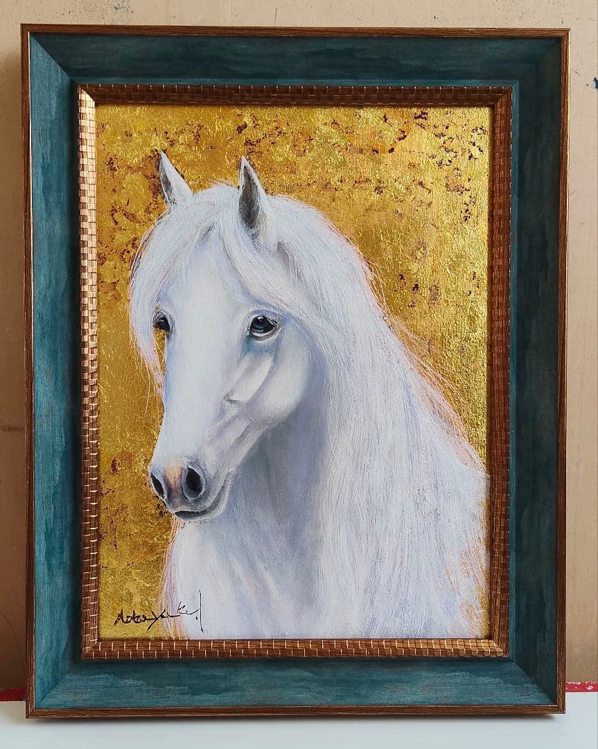 箔飾油絵　天光の駿　洋画家 池畠 史幸 新作.真筆画 池畠史幸 | ギャラリー Artisans 北鎌倉