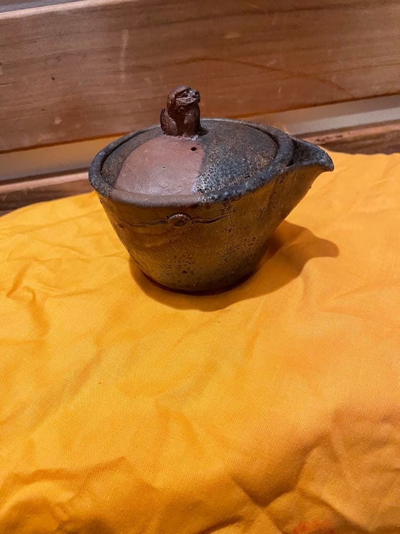 備前焼 柴岡紘一 急須 処分品 備前焼 登窯 備前市無形文化財 柴岡 紘一 共箱付き緋襷・桟切