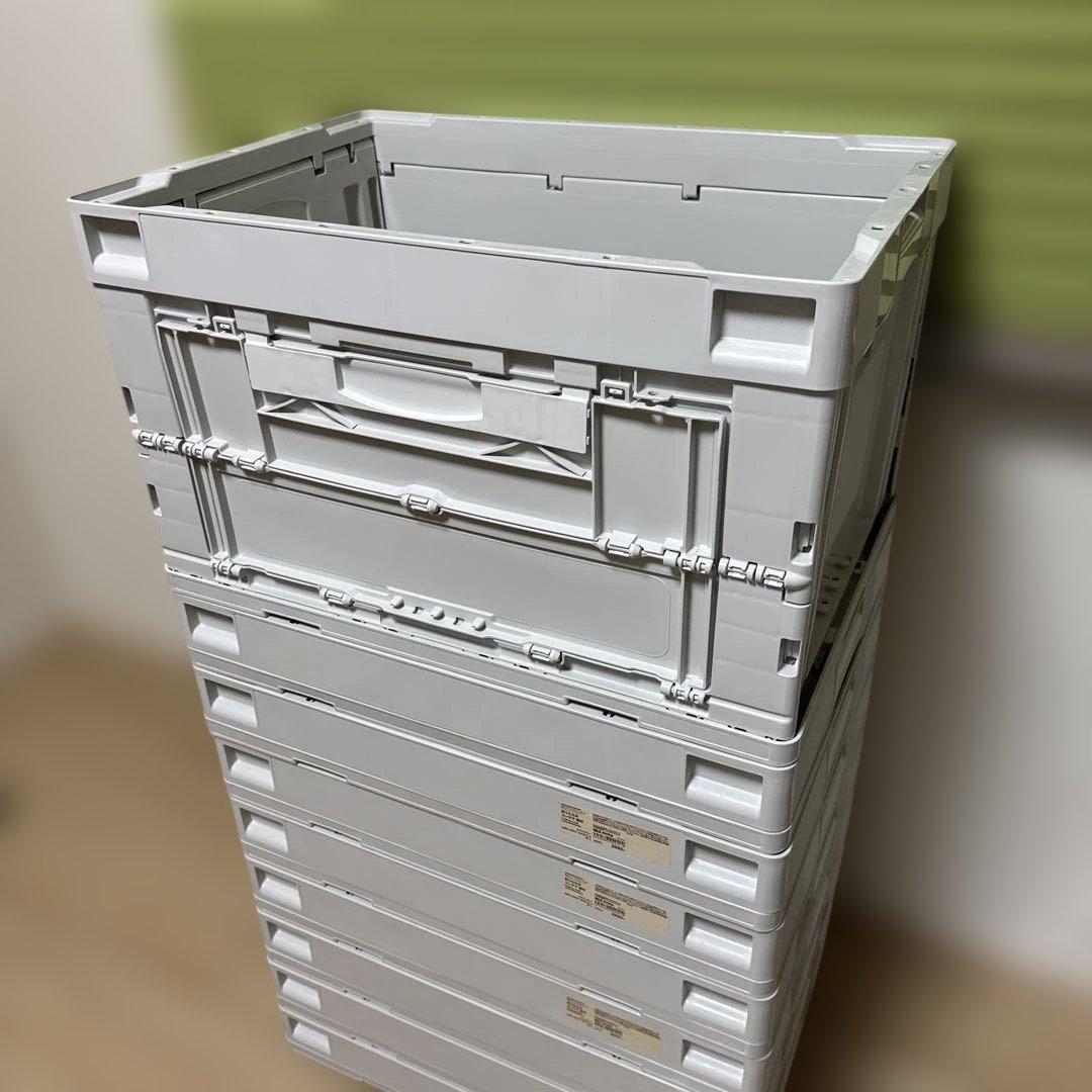 無印良品 折りたたみコンテナ 窓付 ホワイトグレー 50L 4個セット おまけ① 再生ポリプロピレン入り 折りたたみコンテナ 窓付 50L ホワイト