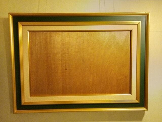 緑と金の木製額縁（水彩画用） 油彩額 9232N F4 ゴールド ガラス付 | ゆめ画材