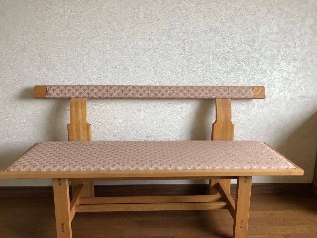 天然木　布貼り　ソファベンチ　3人掛け　組み木　家具　ブランド家具　送料込み ソファ ソファー 3人掛け 天然木製 三人掛け 肘掛け ひじ掛け アーム
