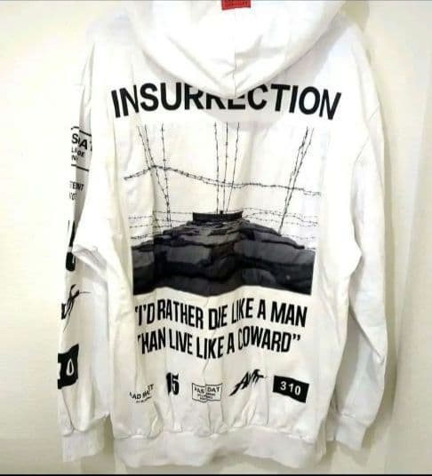 FROMJAPAN01the gazette 愚鈍の桜　パーカー　ホワイト 桜吹雪スウェットジップパーカー 絡繰魂 261042 和柄 和風 刺繍 サクラ