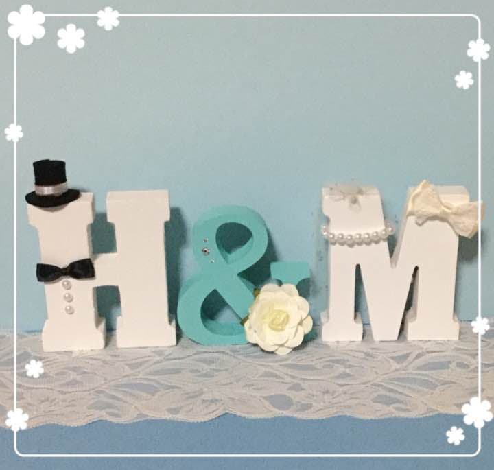 R3さっこ様確認用♡ウエディングバージョン・イニシャルオブジェ イニシャルオブジェ日付入りフラワー（ナチュラル） - SMILE©️RAFT