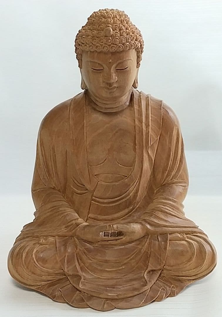 釈迦如来坐像 3寸 #333 像のみ 金彩無 お釈迦さま ◆白檀 木彫 仏像 釈迦如来坐像 3寸 #333 像のみ 金彩無 お釈迦さま ◇白檀 木彫 仏像 釈迦