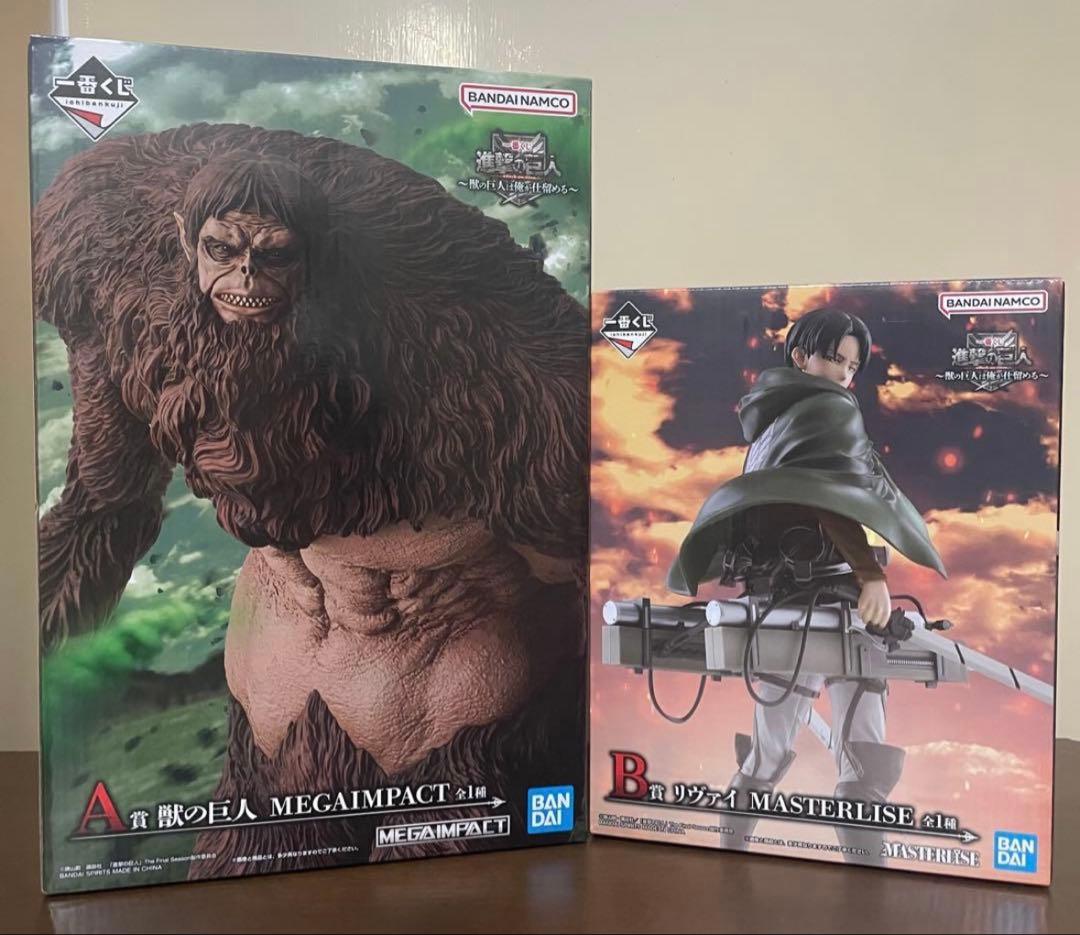 一番くじ　進撃の巨人　獣の巨人 & リヴァイ フィギュアセット 進撃の巨人』一番くじが本日（10/10）発売。獣の巨人とリヴァイ兵長